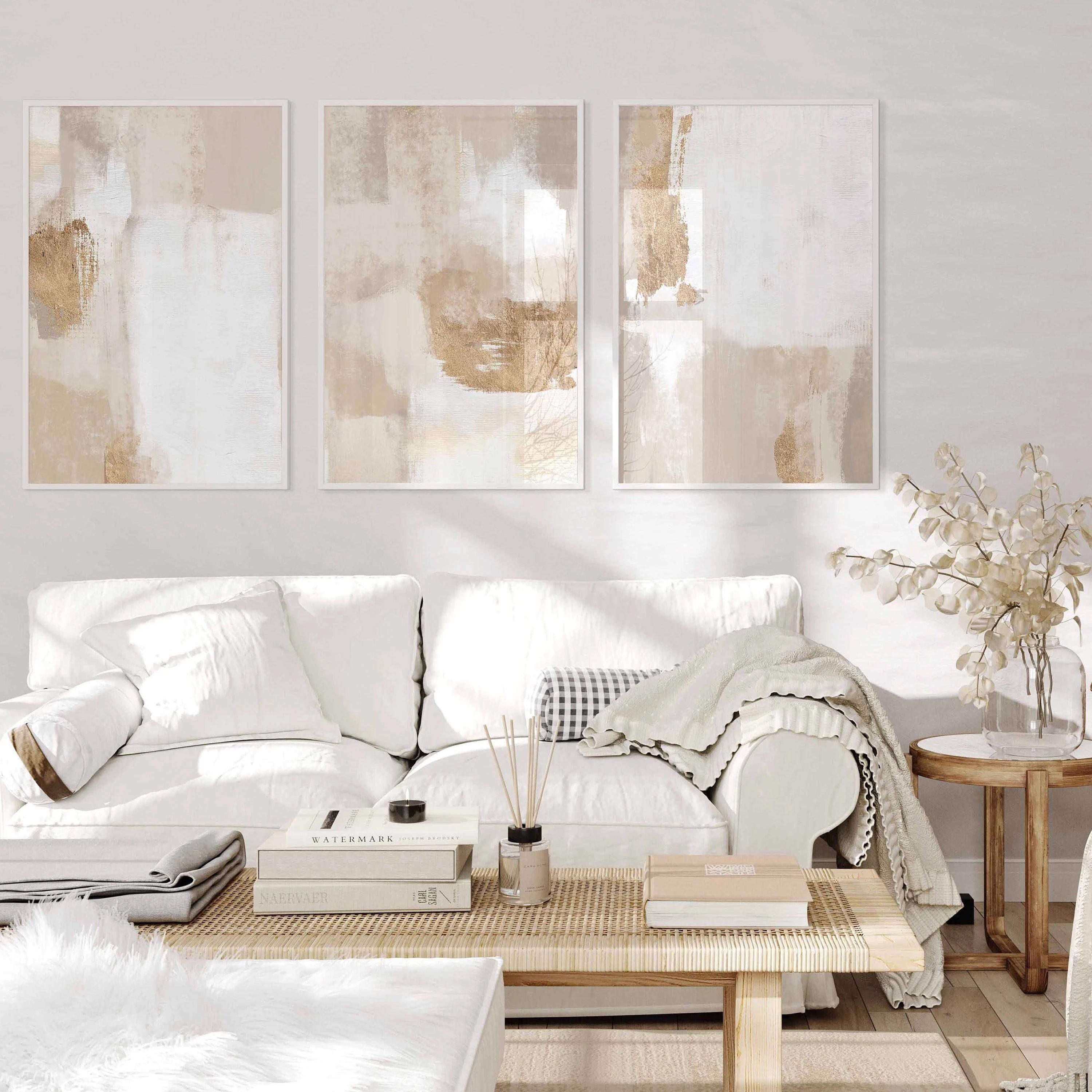 Beige Gold Abstract Wall Art Set of 3: Modern Neutral Print - Etsy