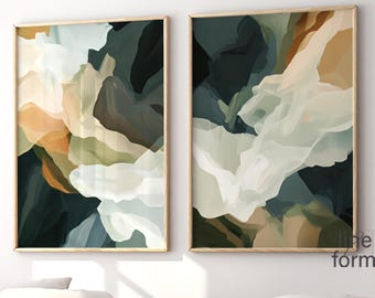 モダン抽象図形プリント2枚セット、図形のシンフォニー、現代アート