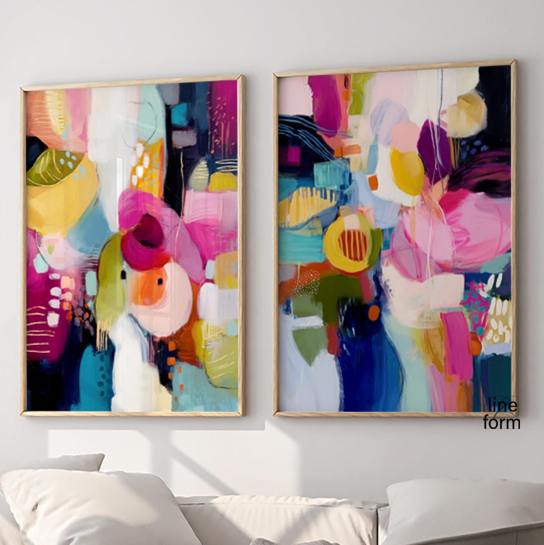 Colorful Abstract Art Print Set of 2: Modern Home Decor - Etsy