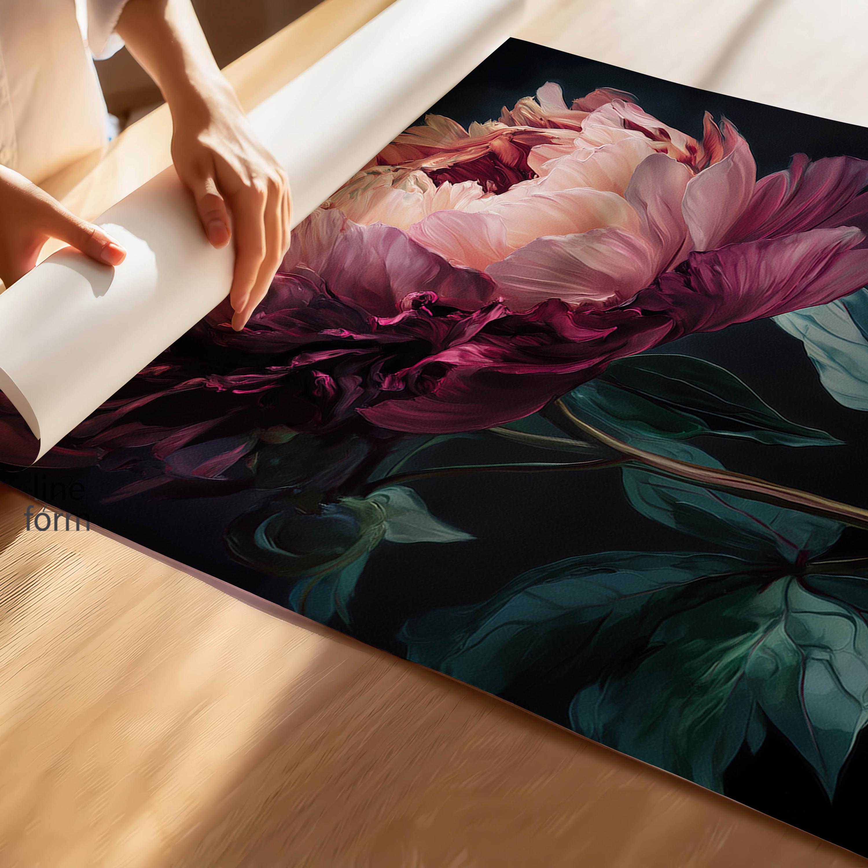 Dark Moody Peony Art Print Set: Abstract Floral Wall Decor - Etsy