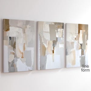 Neutral Beige Graue Abstrakte Landschaft Galerie Wandkunst 3er Set Neutrale nordische Drucke einfache abstrakte Kunst moderne minimalistische abstrakte Kunst