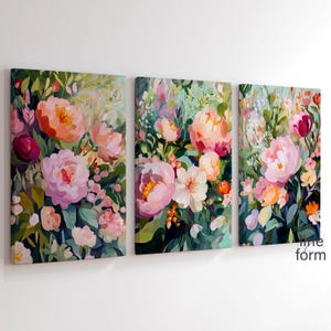 Floral Colorful Print Set Of 3 Bright Floral Print Colorful Abstract Art Print Printable Colorful Flower Prints Flora Printable Art
