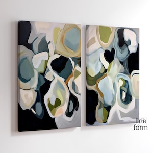 Blue Green Abstract Art Set: Modern Shapes Wall Decor (Digital Download)