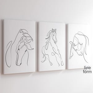 Horse Drawing Horse Line Art Gallery Wall Art Set of 3 Modern Line Drawing Horse Line Drawing Horse Print One Line Drawing Single Line Art