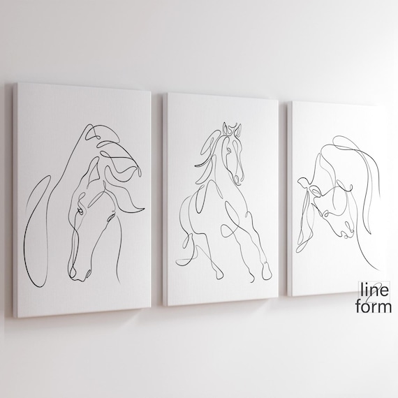 Horse Line Art Print Set: Modern Minimalist Gallery Wall (Digital Download)