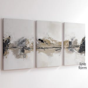 Neutral Abstract Art Prints Set: Minimalist Brushstrokes (Digital Download)