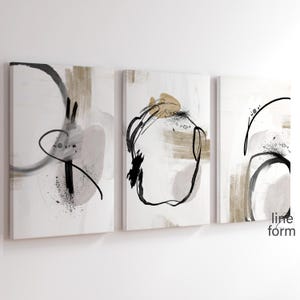 Neutral Abstract Prints Greige Simple Abstract Gallery Wall Art Set of 3 Neutral Nordic Prints Simple Abstract Art Minimalist Brush Strokes