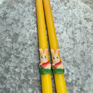 Vintage Easter Bunny Taper Candles | Hand Painted Novelty Candles | 1960s Spring Table Decor | Bunny Tapered Candle | Retro Easter Table