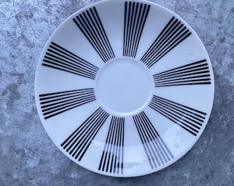 Richard Ginori Sophia Black Saucers Set of 3 | Sesto Fiorentino Italy | Black Stripe Porcelain | Mid Century Modern