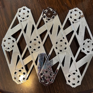 Vintage Expandable Chrome Trivet  Art Deco Inspired Folding Hot Plate Mid Century Geometric Kitchen Decor