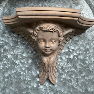 Vintage Ceramic Angel Wall Shelf: Baroque Rococo Revival Decor