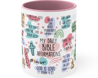 Bible Affirmations Coffee Mug: Christian Cup, Scripture Verse Mug, Gift for Mom, Women