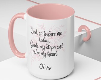 Personalized Prayer Mug: Custom Christian Scripture Coffee Cup, Religious Gift For Women, Faith Based Drinkware