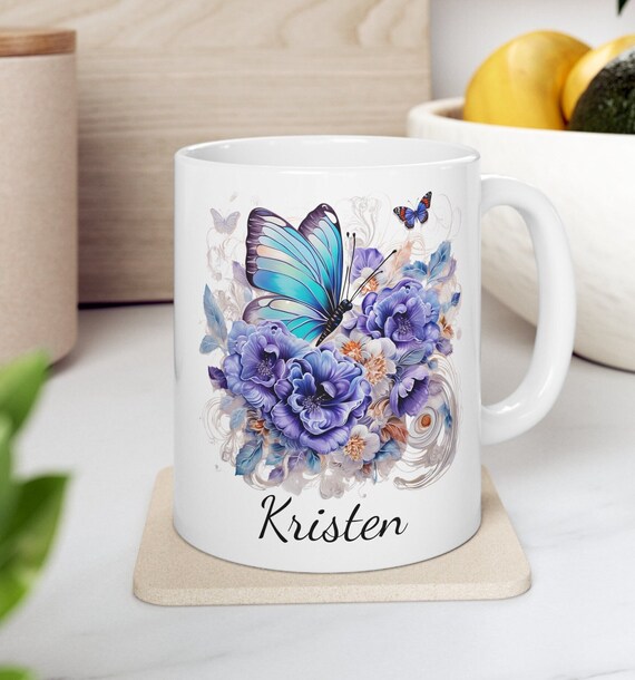 Taza de mariposa personalizada, linda taza de mariposa, taza de café de mariposa, taza de mariposa, regalo para amantes de las mariposas 000972 - España
