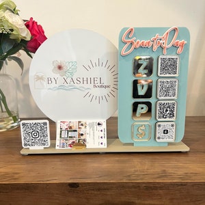 Rundes Logo Scan to Pay QR-Code Zeichen Laser Cut-Datei, Zeichen SVG, Glowforge-Datei, Lightburn-Datei, Geschäftsschild, Social Media-Zeichen