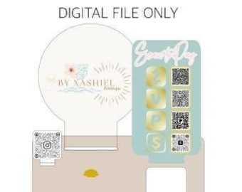 Round Logo Scan to Pay QR Code Square Card Sign Laser Cut File, Sign SVG, Glowforge File, Lightburn File, Business Sign, Social Media Sign