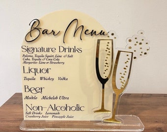 Wedding Bar Sign Menu SVG| Custom Bar Sign SVG| Champagne Flute Bar Sign File| Event Bar Menu SVG| Laser Cut File| Lightburn file| Glowforge