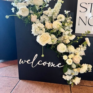 Bienvenido caja floral signo láser SVG archivo de corte I DIY boda evento nupcial madera floral caja de bienvenida decoración I corte láser I signo de bienvenida hecho a medida