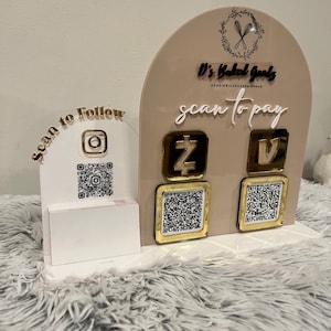 Scan to Pay QR-Code-Zeichen Laser-Schnitt-Datei |  Zeichen SVG | Glowforge Datei| Scan to Follow| Leichte Brenndatei | Geschäft Schild| Social Media Zeichen