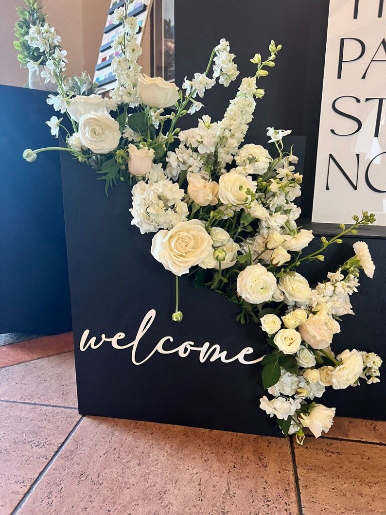 Welcome Floral Box Sign Laser SVG Cut File I DIY Wedding Bridal Event ...