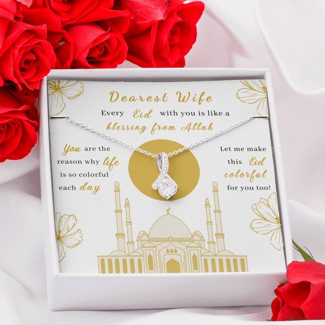 Eid Al Adha Gift Pendant Necklace and Message Card Eid Gift Etsy