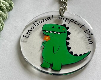 Emotional Support Dino Schlüsselanhänger handmade mit Makramee-Handschlaufe