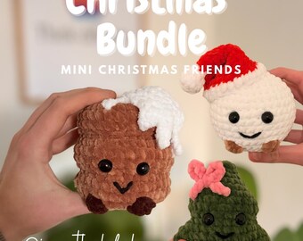 Paquete de patrones de ganchillo Mini Amigos Navideños - patrones de amigurumi de invierno rápidos, fáciles y con pocas costuras - solo pdf