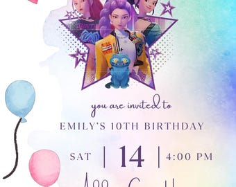 KPOP Birthday Invitation: Editable Canva Template (Digital Download)