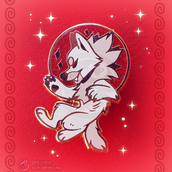 Albinos Werewolf - HARD ENAMEL PIN : "Blood Moon"