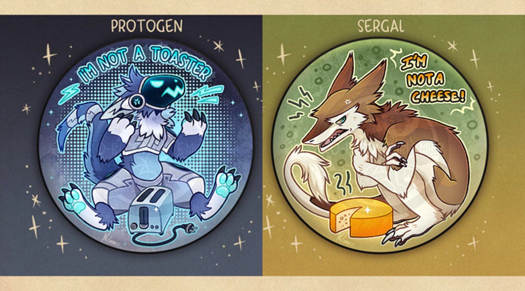 Protogen & Sergal MAGNET / BIG BADGE: Protogen is Not a 