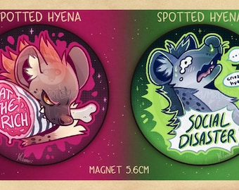 Hyena eats the rich & Social Disaster - MAGNET / BIG BADGE