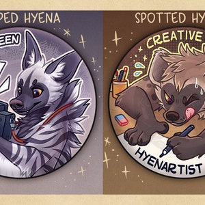 Spotted Hyena & Striped Hyena - BADGE / BIG MAGNET