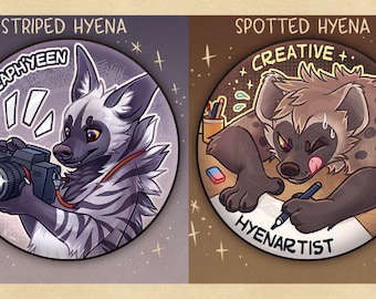 Spotted Hyena & Striped Hyena - BADGE / BIG MAGNET