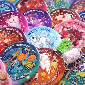 Lemur, Hyena, Cat & Dog BADGE / MAGNET Fantasy Transformation Potion