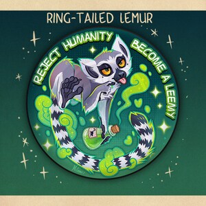 Lemur, Hyena, Cat & Dog BADGE / MAGNET Fantasy Transformation Potion