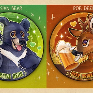 Bear & Deer! - MAGNET / BIG BADGE - Beer and Mojito lover