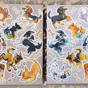 Cat, Dog, Pets, Lemur - STICKER SHEET VINYL - Cute animal Stickers, autocollant vinyle animaux de compagnie, corgi, husky, chien, lémurien