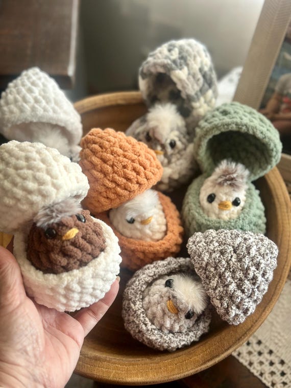 Crochet Baby Chick in Egg | Handmade Small Plush Toy | Easter Basket Stuffer | Spring Gift | Amigurumi Chick