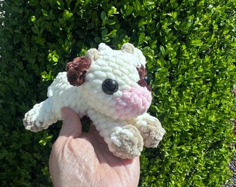 Crochet Cow Keychain | Handmade Mini Plushie Charm | Kawaii Chenille Amigurumi | Bag Charm | Gift for Cow Lovers