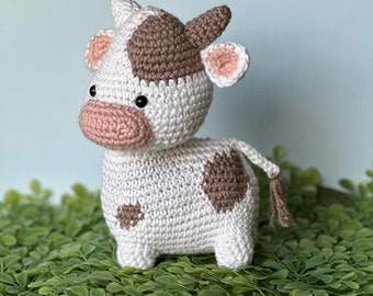 Handmade Crochet Cow-Stuffed Cow-Cow Plush-Farm Animals- Handmade Cow- Nursery- Amigurumi Toy-Highland Cow-Baby Shower Gift-Amigurumi Cow