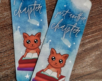 Nice bookmark for bookworms! Sweet cat "Chairo" on fine, textured paper - Just another Chapter