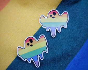 RainBoo Rainbow Ghost Stickers Set of 2 Stickers Holographic Sticker Pride Kawaii Cute Queer Cute Pride Ghost LGBTQIA+