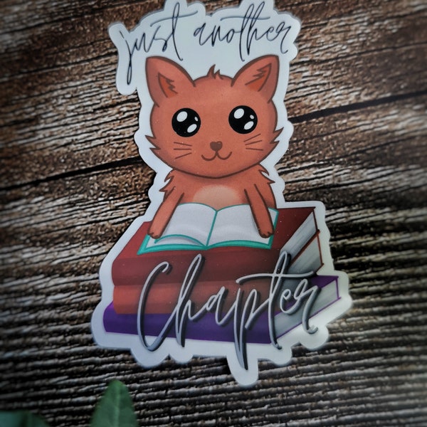 Süßer Sticker mit lesender Katze - kawaii neko - reading cat - Sticker Cute handmade für Booklover und Bücherwürmer