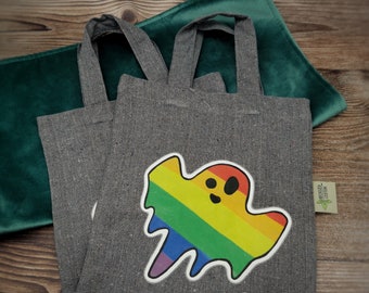 Colorful Spirit Tote Bag, RainBOO Pride Bag, LGBTQIA Rainbow Spirit Bag, Recycled Material Bag