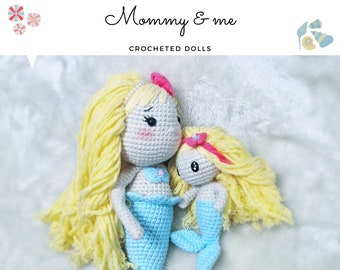 Mia und Mable. Mama und ich gehäkelte Amigurumi Meerjungfrau Plüschpuppen