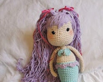 Amilia the mermaid, crochet amigurumi mermaid plush doll