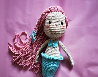 Emily the mermaid, crochet amigurumi mermaid plush doll