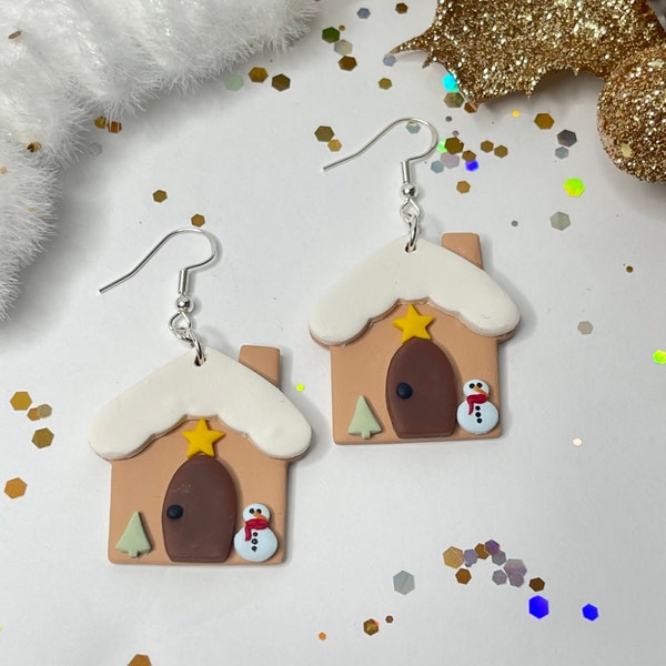 Holiday Collection- Gingerbread House - Polymer Clay Earrings