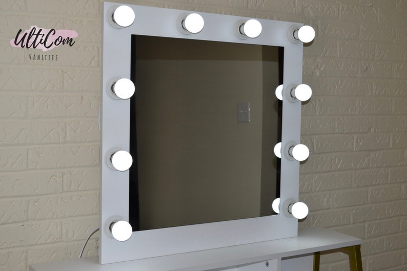 White and Gold Vanity with Mirror and Hollywood Lights Etsy