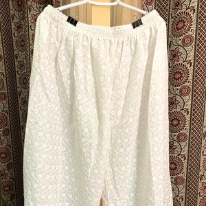 Pakistani Indian White Cotton Chikankari Palazzo pant Standard Size For Women